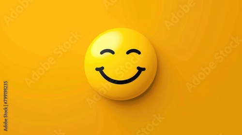Smile wink icon template design. Smiling emoticon vector logo on yellow background. Emoji joy in line art style illustration. World Smile Day, October 4th bannerWorld Laughter Day