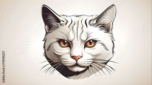 facea vector illustration of a white background with a cat face design,. photo