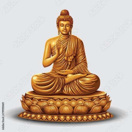 budha (1)Golden Buddha statue. abstract vector illustration white background.