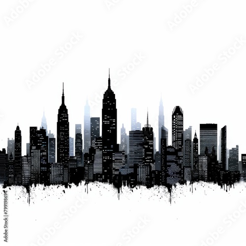 City Silhouette, Cityscape, Urban Landscape Drawing Imitation, Building Silhouettes, Copy Space