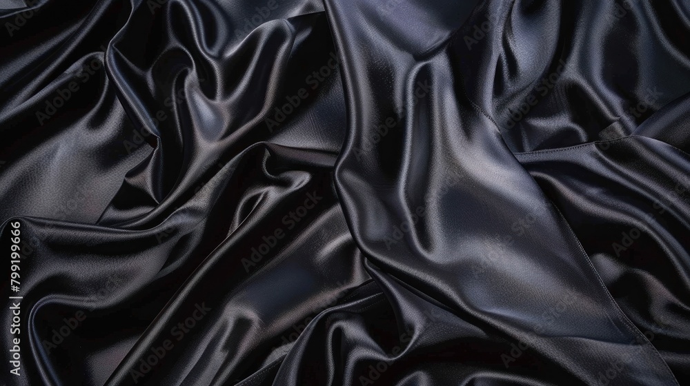 black silk fabric texture background with wavy folds black silk fabric texture background with wavy folds