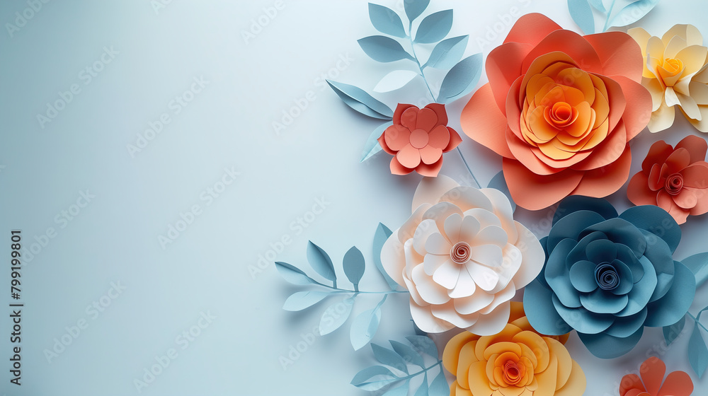 Paper Flowers Arranged on Wall Paper Flowers Arranged on Wall
