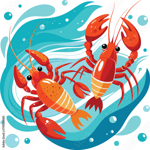 Lobster vector art. Lobster fish vector illustration