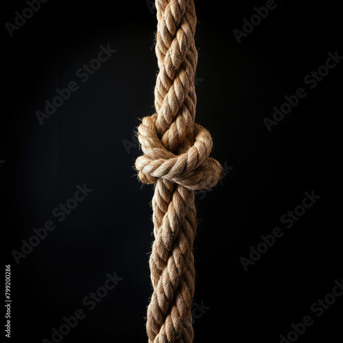 Twisted and Tangled: A Close-Up of a Knot on a Straight Rope