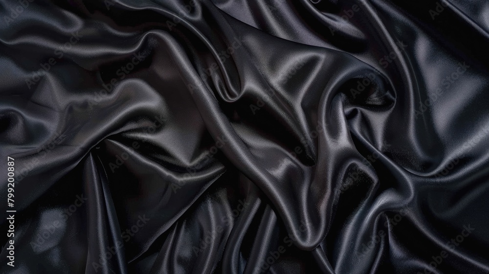 black silk fabric texture background with wavy folds black silk fabric texture background with wavy folds