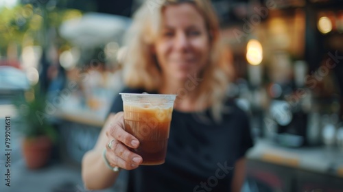 Woman Holding Iced Coffee
