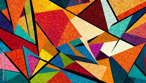 Cubist Abstraction  Fragmented Geometric Shapes Background