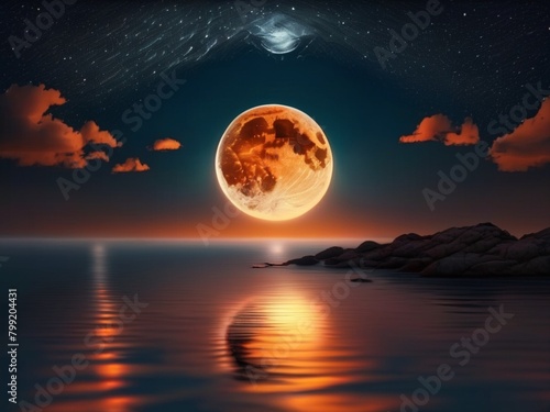 Landscape picture full moon