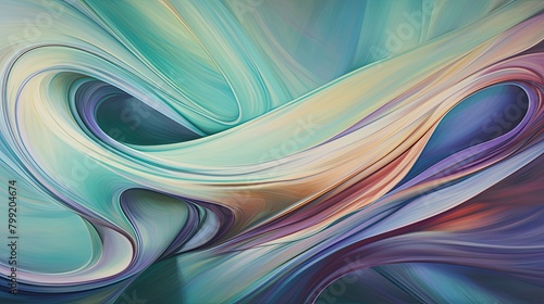 Dynamic fluid curves in shimmering opal hues
