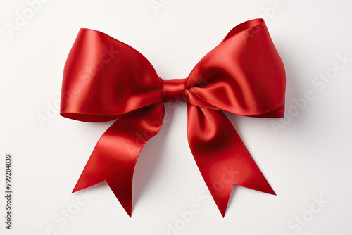 Vibrant Red Ribbon with Elegant Bow on Clean White Background for Festive Occasions and Gift Wrapping