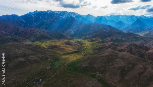 Beautiful mountains of southern Kazakhstan, Kelinshektau massif in the Karatau mountains, view from above