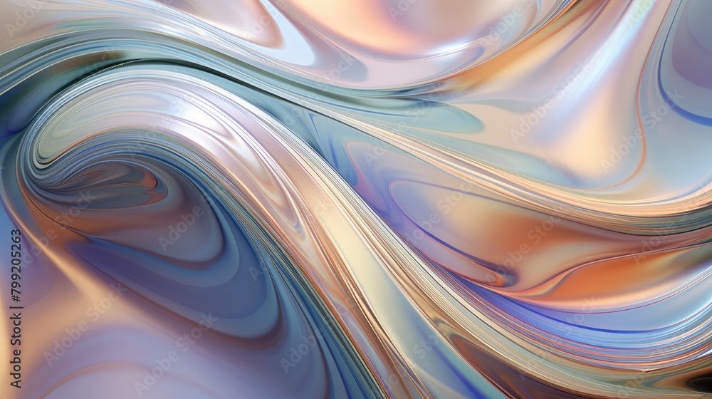 Dynamic fluid curves in shimmering opal hues Dynamic fluid curves in shimmering opal hues