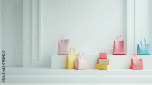 Colorful Bags on White Shelf