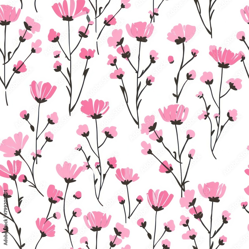 Seamless simple decorative flowers pattern