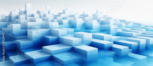 3D cubes arranged in a wave pattern  blue and white  representing digital fluidity and technology flow concepts 