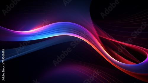 Abstract digital wallpaper featuring swirling neon lines and geometric shapes on a dark background, ideal for technology themes,