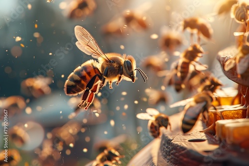 Summendes Leben: Bienenkolonie in der Natur photo