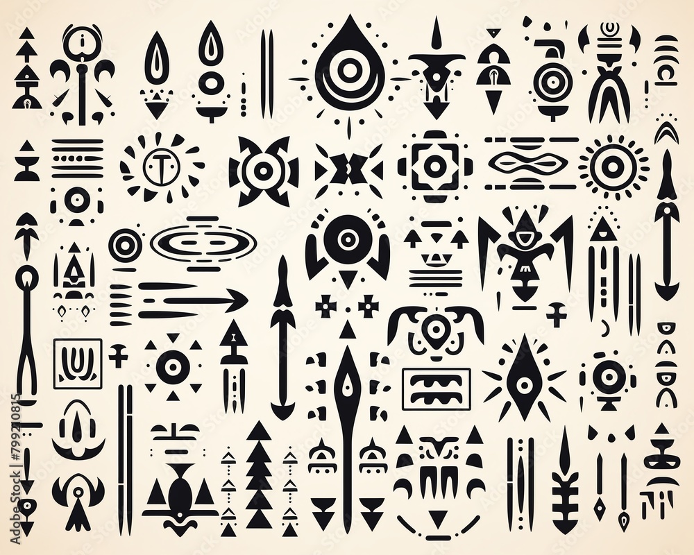 Geometric tribal marks, repeating vector graphic, on alabaster hue , vector and illustration Geometric tribal marks, repeating vector graphic, on alabaster hue , vector and illustration