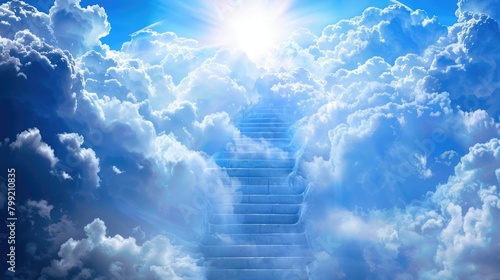 Stairway Through Clouds Leading To Heavenly Light Ascension Day