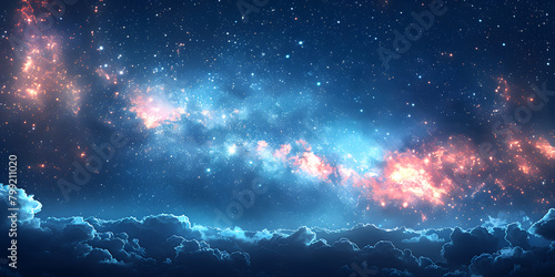 Starry Night Romance - Deep Blue Indigo Sky with Frame photo