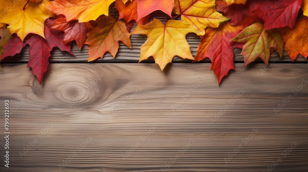 Colorful autumn leaves on a wooden background Colorful autumn leaves on a wooden background