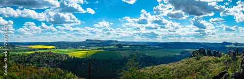 Panoramic view of the countryside, view in the sächsische schweiz nationalpark of the surrounding countryside photo