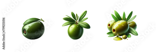 Set of fresh olive, illustration, isolated over on transparent white background © Mithun