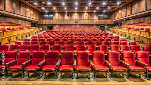 chairs in empty theater auditorium background