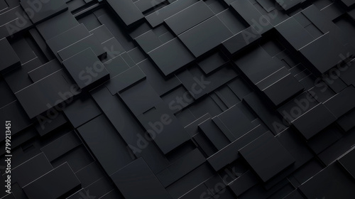 3d black geometric shapes in an abstract background