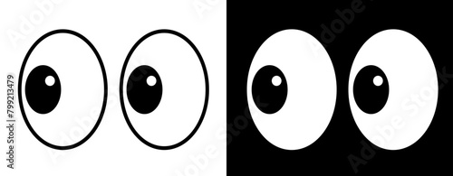 Eyes icons set, look or glance sign collection, eye expression isolated on white and black background - vector