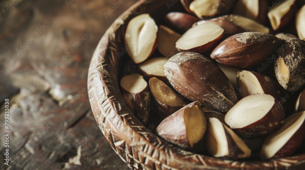 A bowl of mixed nuts on a wooden surface A bowl of mixed nuts on a wooden surface