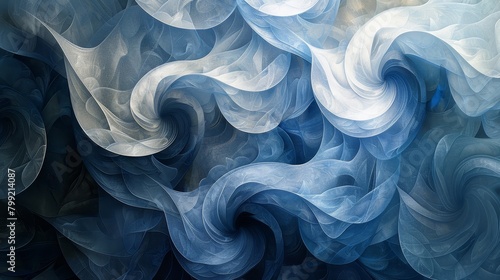 Blue and white smoke flowing in the air. photo