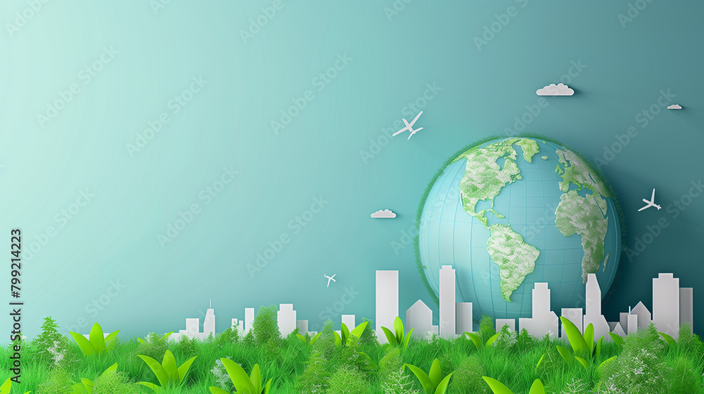 Vector illustration of a green city representing Earth Day and World ...