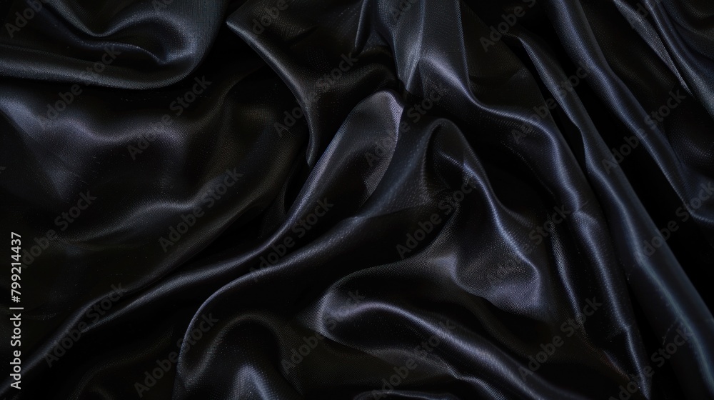 black silk fabric texture background with wavy folds black silk fabric texture background with wavy folds