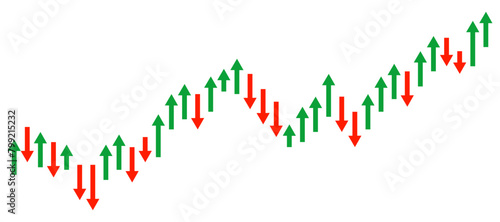 Arrows trading chart to analyze the trade in the foreign exchange and stock market, price change, capital gain