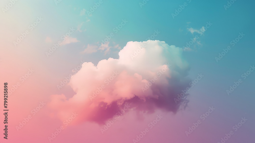 Fluffy Cloud in Pink and Blue Sky