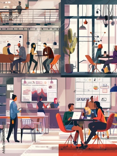 Wallpaper Mural modern coworking spacediverse entrepreneurs collaborating invibrant setting Torontodigital.ca