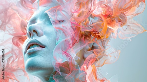 A captivating UHD photo highlighting an abstract art creation where pastel colors are thoughtfully applied to form a unique representation of a face and body. 