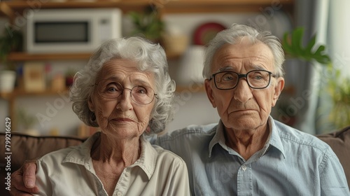 Elderly couple struggling with heatwave in inadequately cooled home