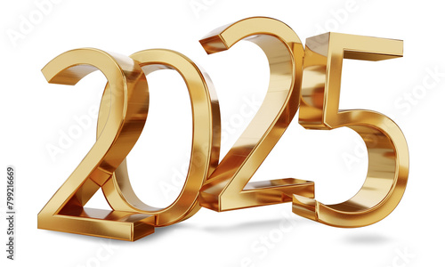 2025 golden symbol new year isolated metallic gold colored as luxury numbers
