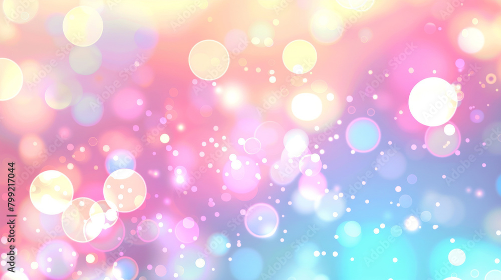 Abstract colorful background with soft bokeh lights in pastel hues