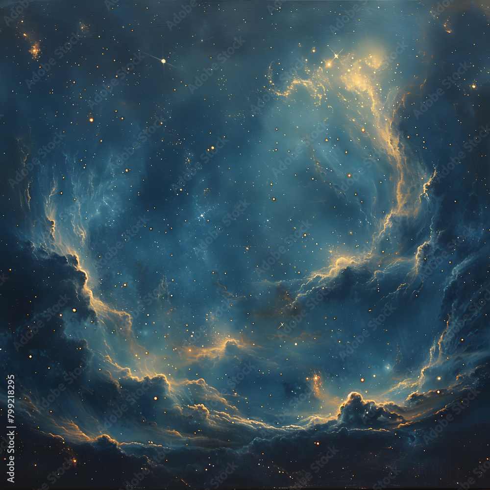 Obraz premium Stellar Night Sky Illustration - Vintage Canvas Background