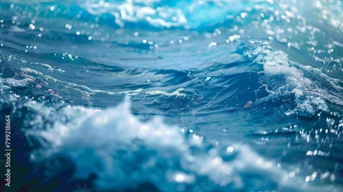 Sparkling Blue Water Surface Closeup Generative AI