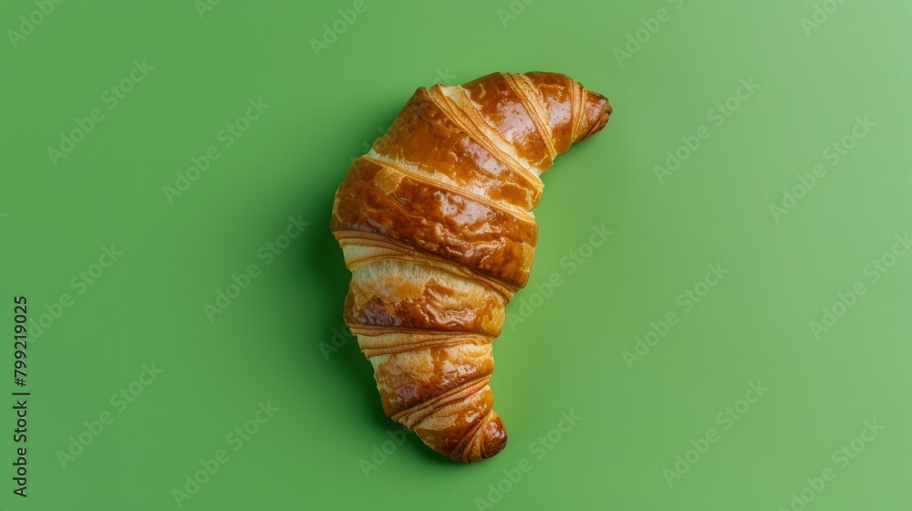 Stylish Croissant on Green Background Generative AI