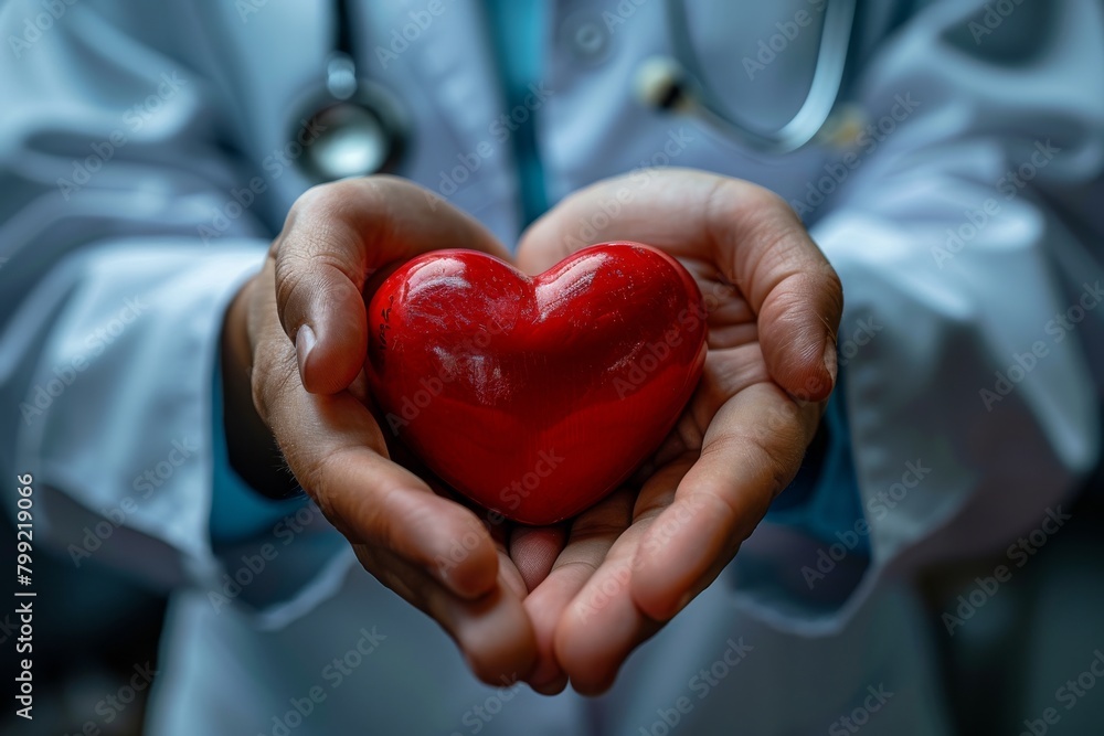 A doctor is holding a heart in his hands