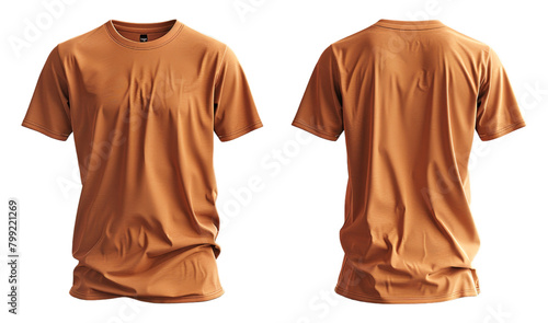 set of plain orange t-shirt mockup templates with front and back views, generated ai