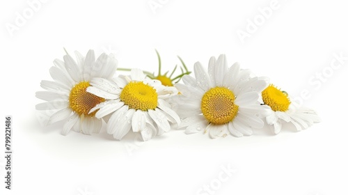 Delicate Chamomile Flowers on White Background Generative AI