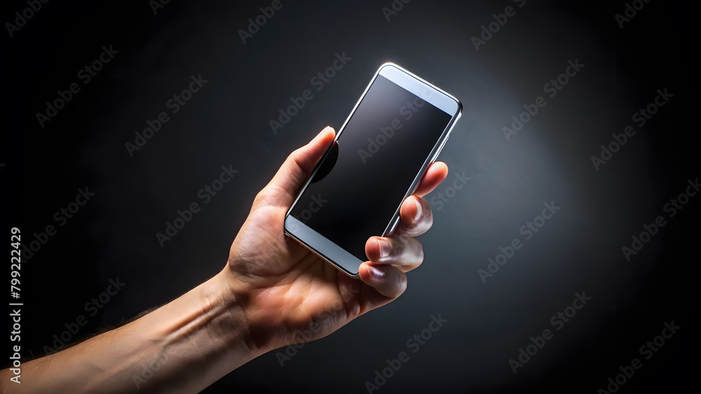 hand holding smartphone on black background hand holding smartphone on black background