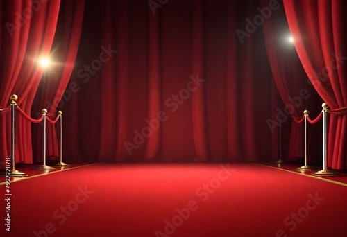 carpet with curtain background and spotlights