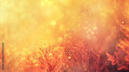 Delicate natural scene with sparkling light and a warm  golden bokeh effect